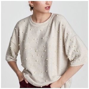 Zara Trafaluc Soft Touch Faux Pearl Sweater US S